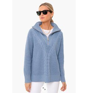 Tuckernuck Slate Blue Quarter Zip Estella Sweater